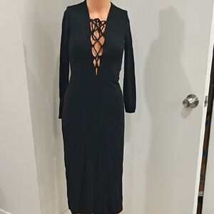 Reformation Black Lace-Up Maxi Dress